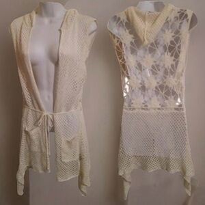 Vintage Hippie Bohemian Hooded Open Knitted Duster Practical Magic Sheri Moon